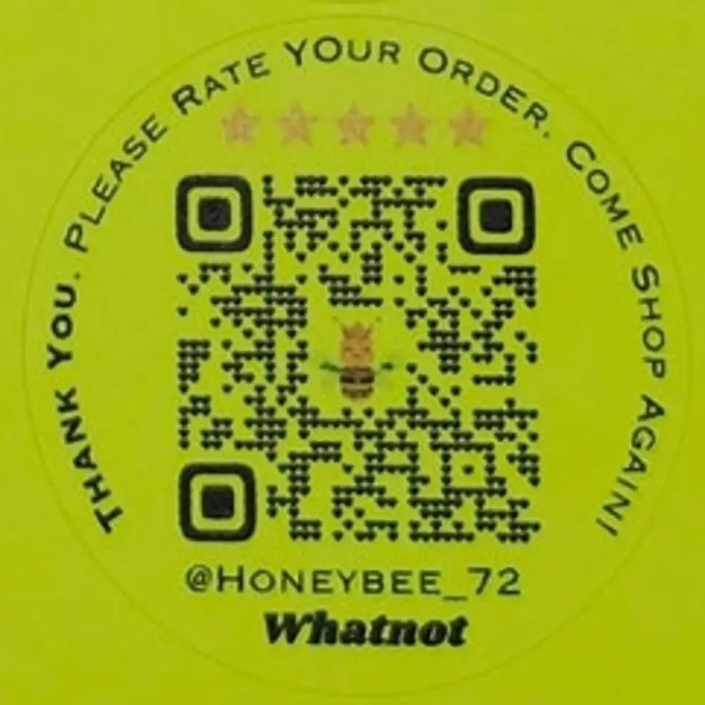QR Labels NEON Thank You / Rate Your Order | 48 Count | Pick Color | Laser Print